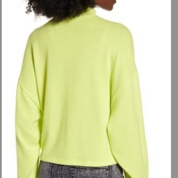 All In Favor Neon Green Mock Neck Sweater - Picture 2 of 11